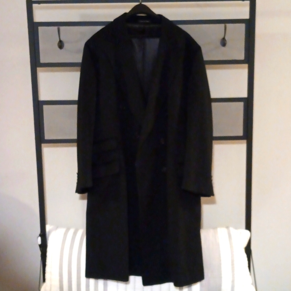 Faconnable Tailleur Mens Cashmere Topcoat Overcoat in black